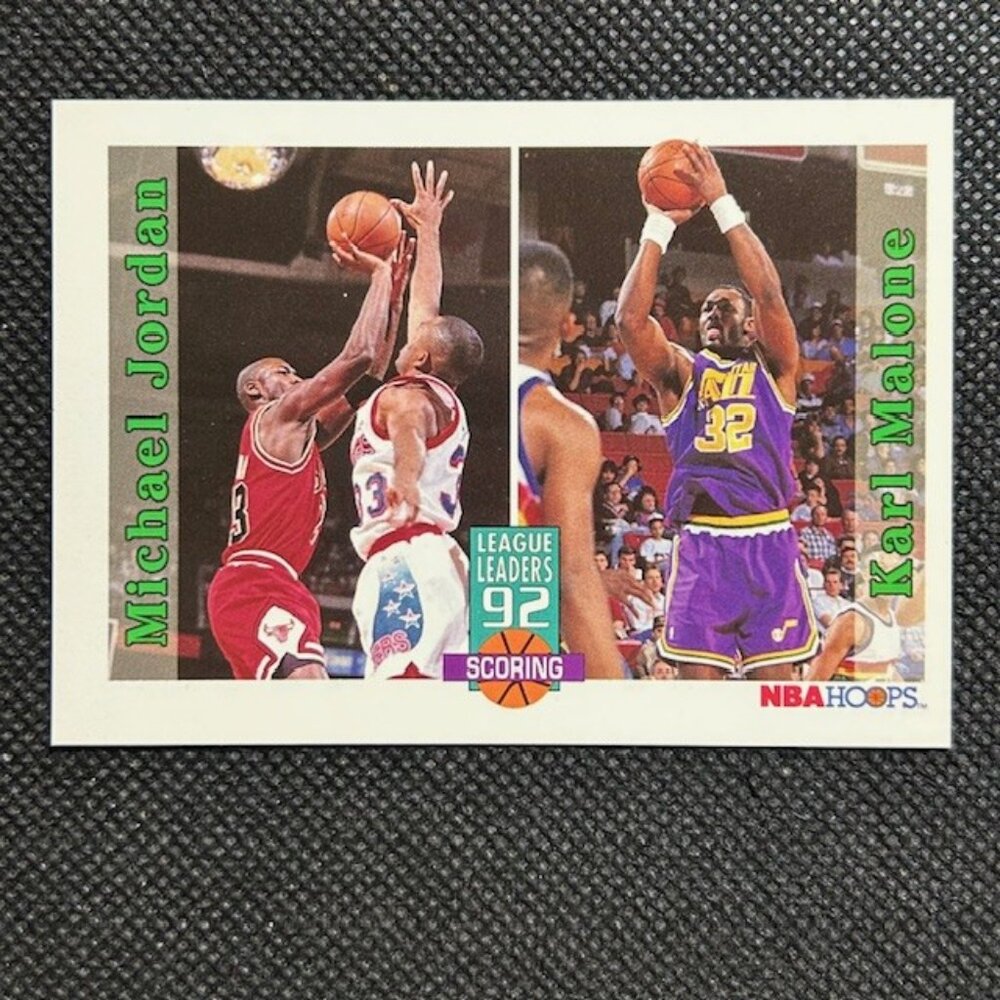 1992 NBA HOOPS LEAGUE LEADERS #320 MICHAEL JORDAN/KARL MALONE BULLS JAZZ